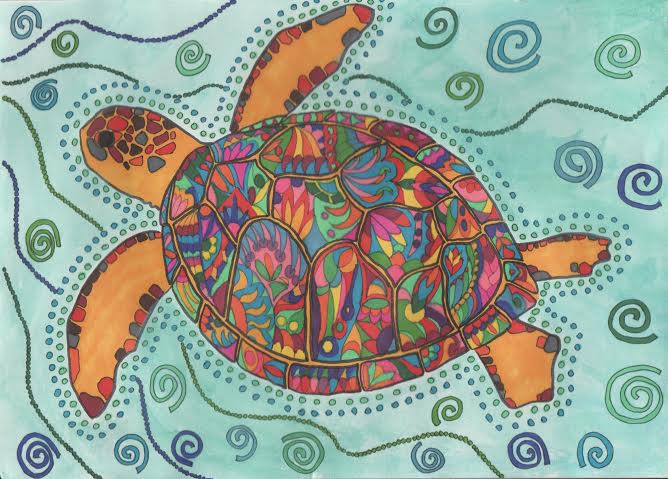 Aborigine inspired Turtle Doodle - By Lynn Excell